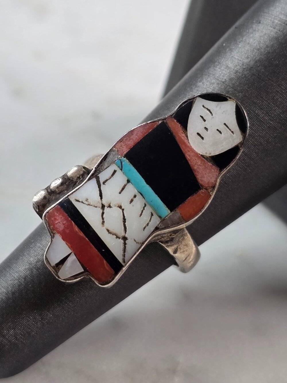 Womens Vintage Estate Sterling Silver Southwestern Corn Maiden Ring 6.3g E671